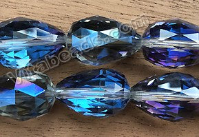 Mystic  Blue Peacock Crystal Quartz   -  18x26mm Drilled Through Faceted Drop 8"