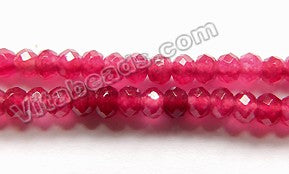 Ruby Red Jade  -  Small Faceted Rondel  15"