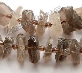 Raw Smoky Topaz Natural  -  Center Drilled Rough Nugget w/ Spacer 15"      15 - 6 mm  -- $ 16.95    / 41 pc    Add to Cart