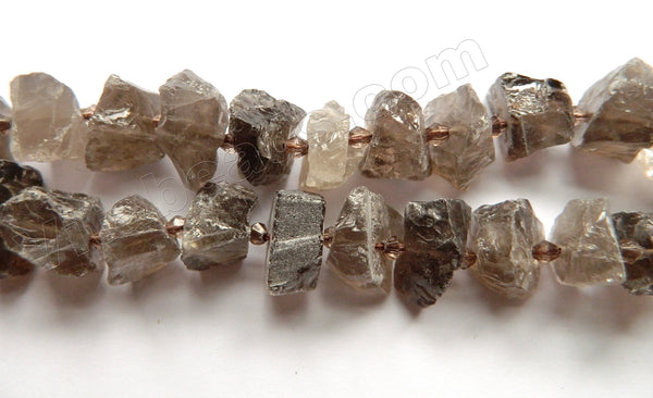 Raw Smoky Topaz Natural  -  Center Drilled Rough Nugget w/ Spacer 15"