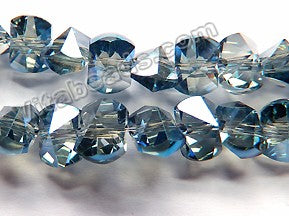   Mystic Dark Blue Grey Peacock Crystal  -  Center Drilled Double Pyramid Cut Beads
