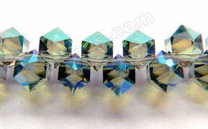 Mystic Green Peacock Crystal  -  Top Drilled Diamond Cut Beads 8"