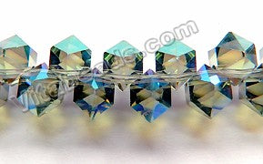   Mystic Green Peacock Crystal  -  Top Drilled Diamond Cut Beads 8"