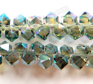   Mystic Green Peacock Crystal  -  Top Drilled Diamond Cut Beads 8"