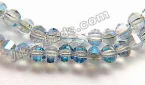 Mystic Light Blue Peacock Crystal  -  Small Faceted Lantern Beads 12"