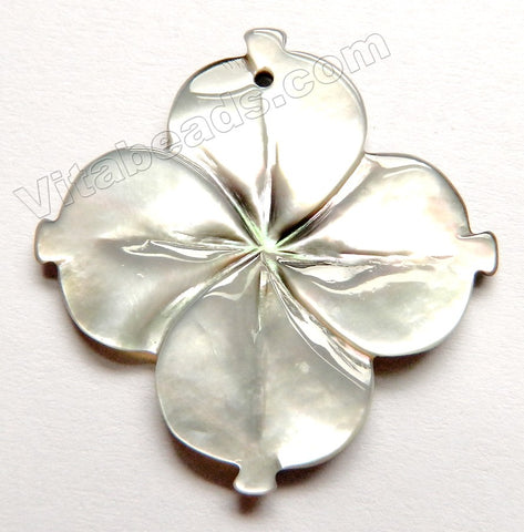 Carved Shell Pendant - Light 4 petals Flower