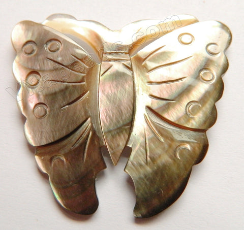 Carved Shell Pendant Butterfly - Brown