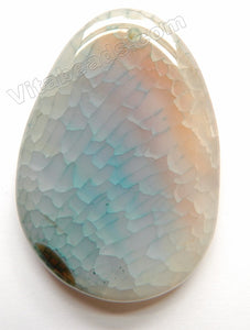   Smooth Free Form Teardrop Pendant   Pale Blue Brown Amazonite Blue Fire Agate