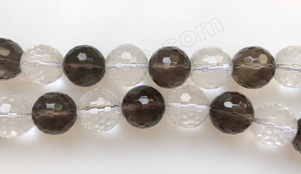Mixed Smoky, Crystal Natural AA  -  Faceted Round  16"