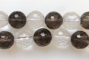 Mixed Smoky, Crystal Natural AA  -  Faceted Round  16"