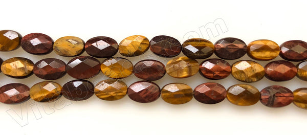 Mixed yellow red Tiger Eye  -  Faceted Oval  16"