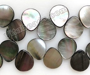 Mother of Pearl shell (Grey)  -  Top Drilled Flat Briolette  15"
