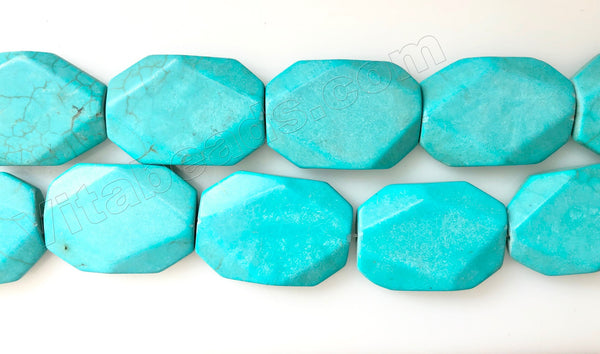 Blue Cracked Turquoise  -  Big Faceted Rectangles 16"