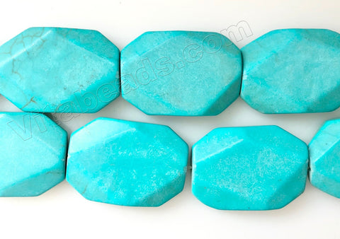 Blue Cracked Turquoise  -  Big Faceted Rectangles 16"