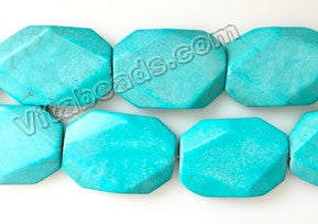 Blue Cracked Turquoise  -  Big Faceted Rectangles 16"