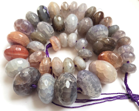 Light Lavender Brown Mixed Fire Agate   Graduated Faceted Rondels 16"