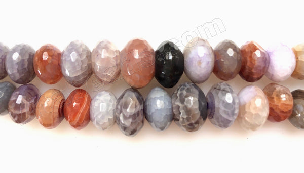 Light Lavender Brown Mixed Fire Agate   Graduated Faceted Rondels 16"