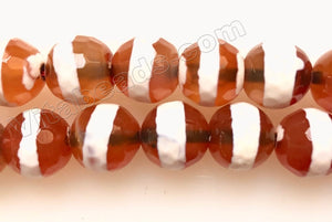 Dzi Carnelian Centered White Stripe -  Faceted Round 14"