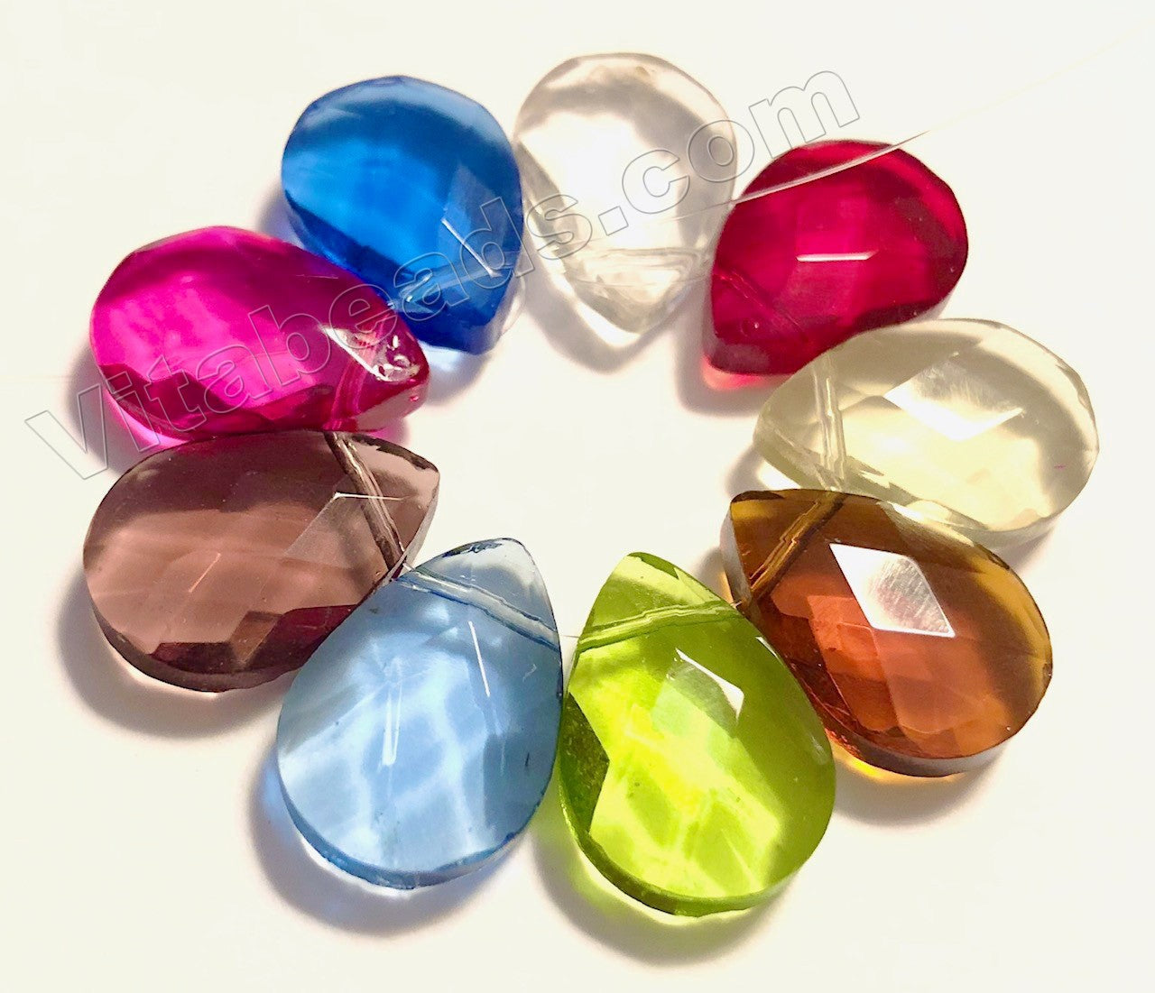 Mixed Crystal  -  9 Color Sampler Set Faceted Flat Briolette