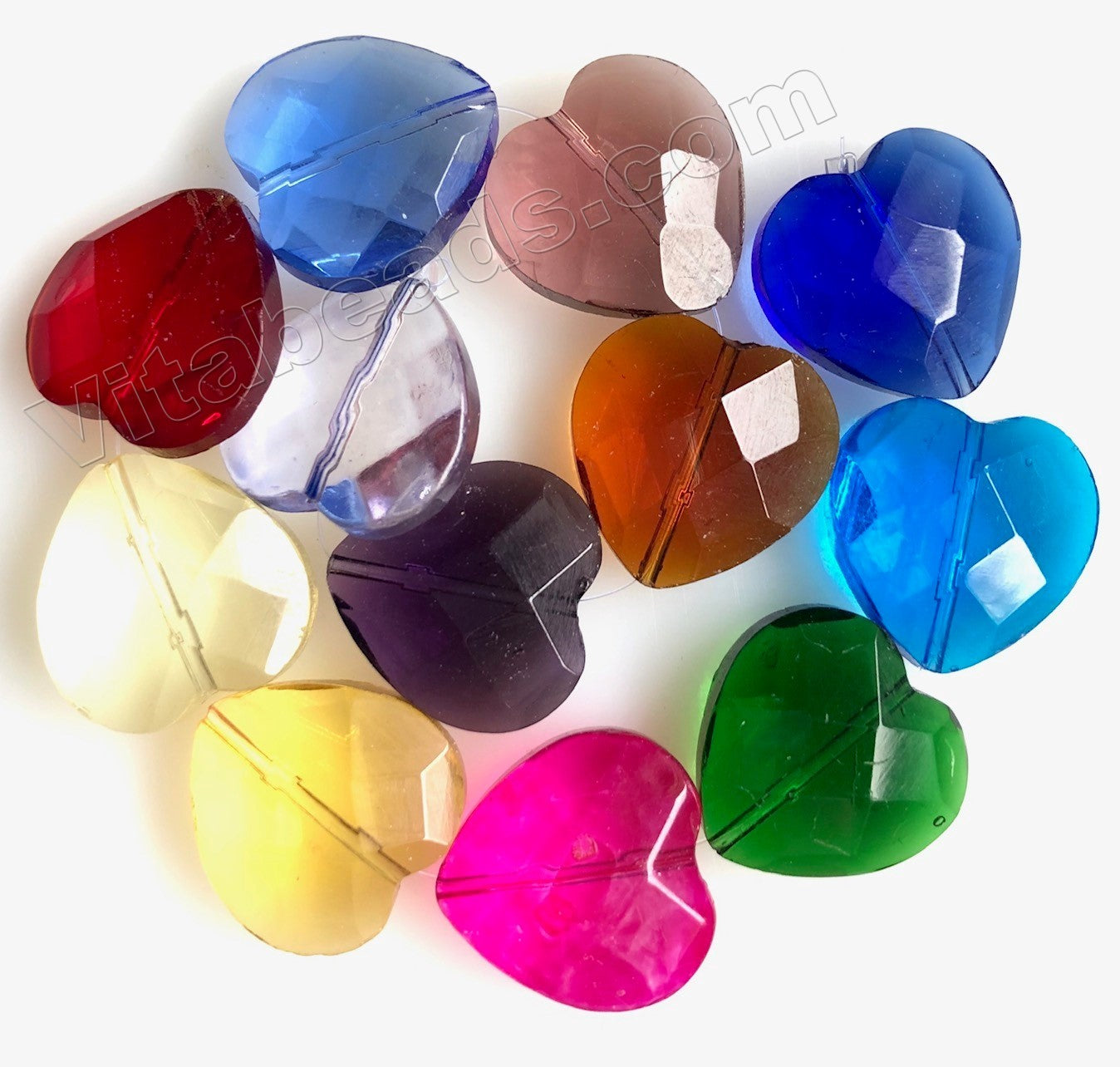 Mixed Crystal  -  12 Color Sampler Set    Faceted Heart