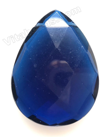 Faceted Pendant - Briolette  Dark Sapphire Blue Crystal Quartz