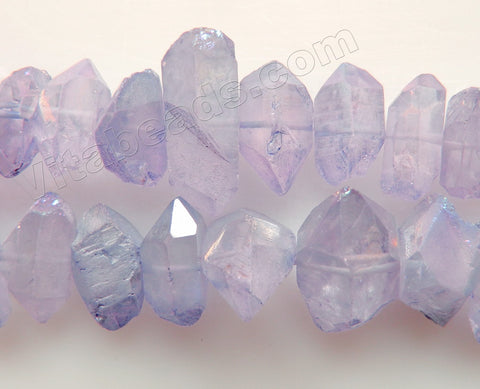 Coated Light Amethyst Crystal Natural AA  -  Machine Cut Center Drilled Pendulum Nuggets  16"