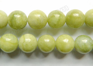 Chinese Chrysophase Jade  -  Smooth Round Beads 15"