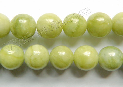 Chinese Chrysophase Jade  -  Smooth Round Beads 15"