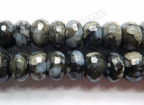 Dark Grey Blue Opal Natural A  -  Faceted Rondels  16"