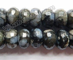 Dark Grey Blue Opal Natural A  -  Faceted Rondels  16"