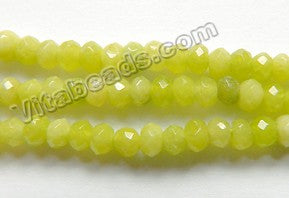 Bright Olive Lemon Mashan Jade A  -  Small Faceted Rondel  14"
