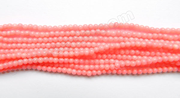 Pink Co-ral AAA  -  Small Smooth Round Beads 16"