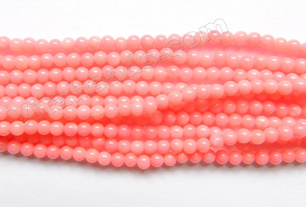 Pink Co-ral AAA  -  Small Smooth Round Beads 16"