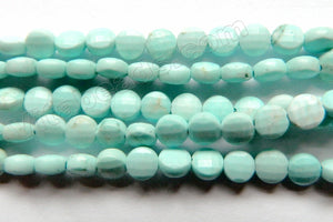 Light Blue Magnesite Turquoise Natural A  -  Small Diamond Cut Coins 15"