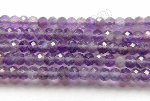 Amethyst Dark Natural AA  -  Small Faceted Rondel, Faceted Button  15"