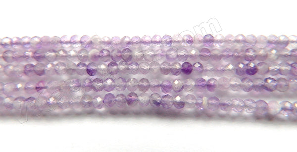 Mixed Amethyst Natural  -  Small Faceted Rondel, Faceted Button   15"