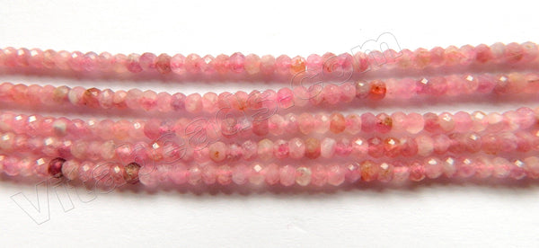 Light Pink Tourmaline Natural A  - Small Faceted Rondel, Faceted Button   15"