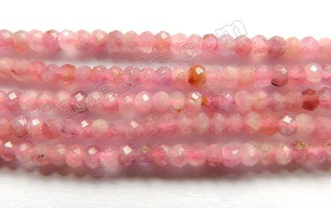 Light Pink Tourmaline Natural A  - Small Faceted Rondel, Faceted Button   15"
