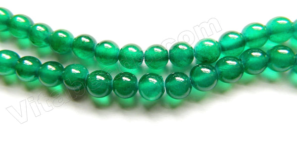 Dark Emerald Semi Transparent Jade  -  Smooth Round Beads  16"