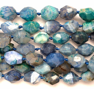 Mixed Blue Green Grey Lilly Fire Agate  -  Machine Cut Nuggets 16"