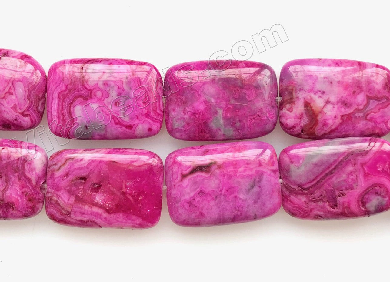 Fuchsia Crazy Lace Agate  -  Puff Rectangles  16"