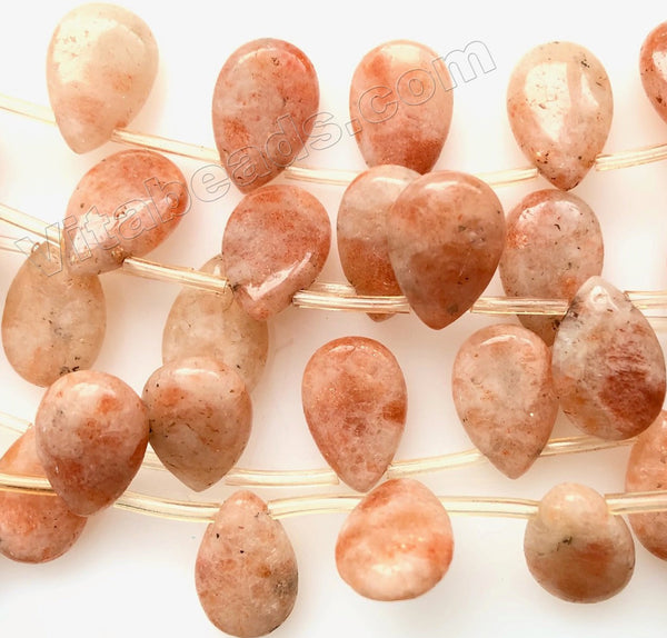 Pink Sunstone  -  Smooth Flat Briolette  16"