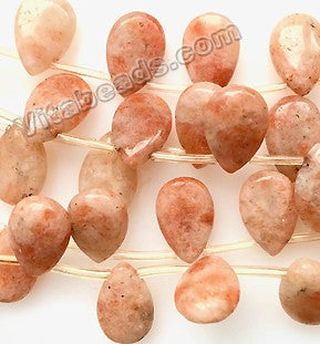 Pink Sunstone  -  Smooth Flat Briolette  16"