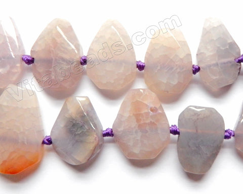Light Purple Grey Fire Agate  -  Graduated Center Drilled Faceted Flat 16"