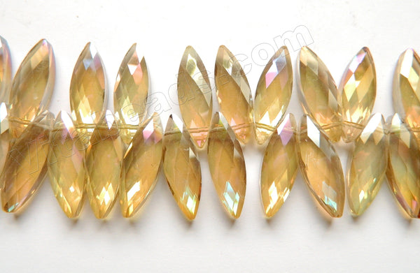 Mystic AB Plated Citrine Crystal   -  Faceted Marquise Top Drilled  6"