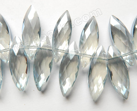 Mystic Grey Crystal   -  Faceted Marquise Top Drilled  6"