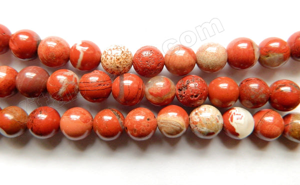 Grand Canyon Red Jasper  -  Smooth Round Beads  15"