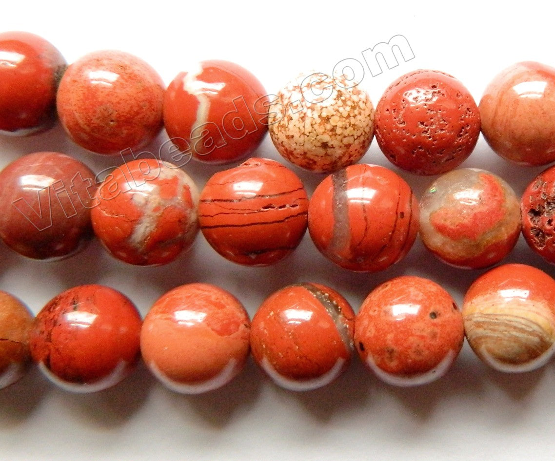 Grand Canyon Red Jasper  -  Smooth Round Beads  15"