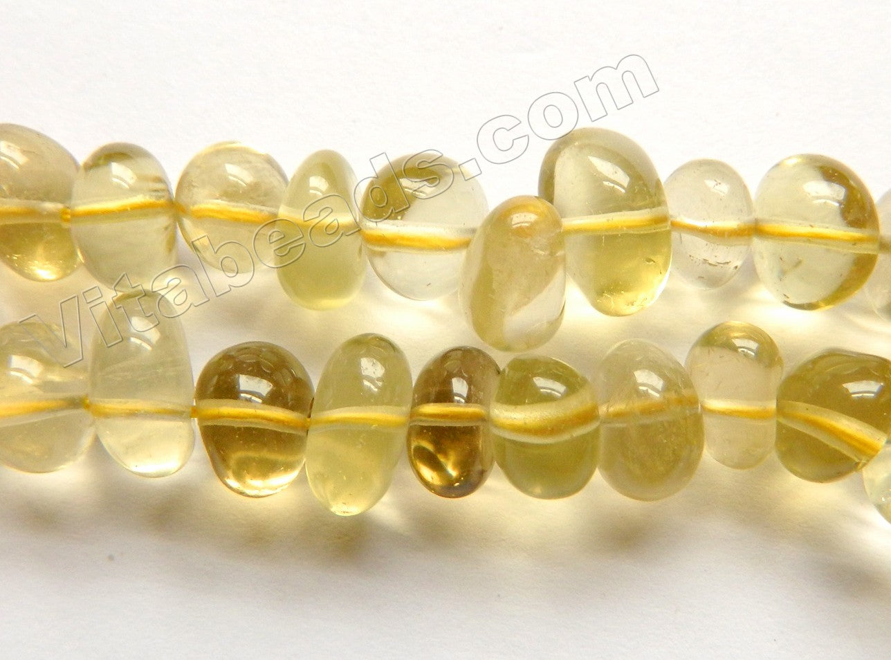 Lemon Quartz Natural  -  Smooth Center Drilled Nuggets  16"