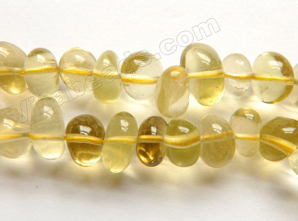 Lemon Quartz Natural  -  Smooth Center Drilled Nuggets  16"